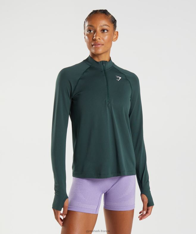 Gymshark 1/2 zip vital sans couture marne verte des bois femmes 6HF28401