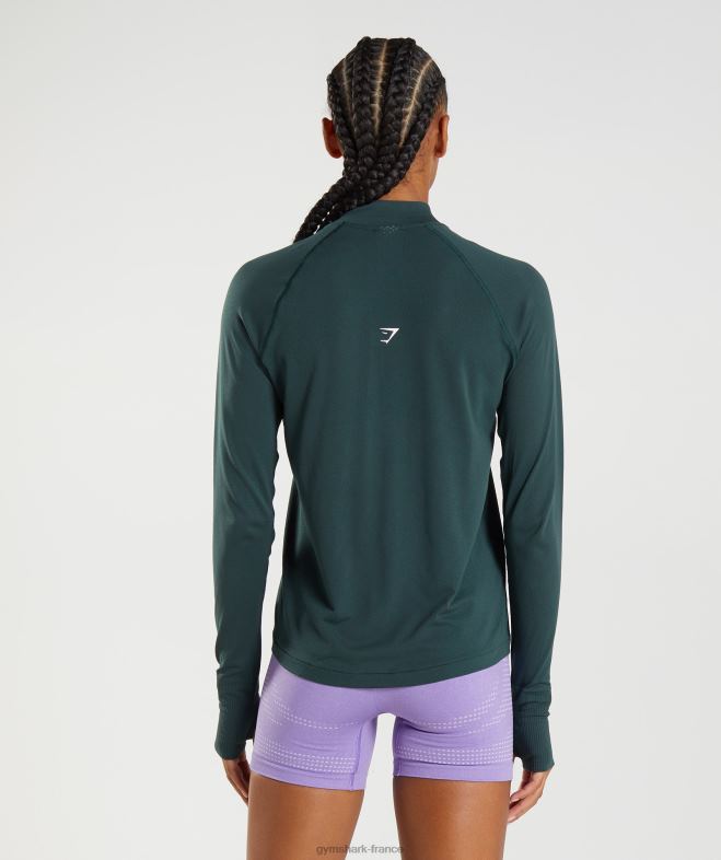 Gymshark 1/2 zip vital sans couture marne verte des bois femmes 6HF28401