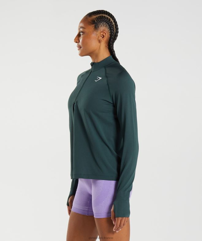 Gymshark 1/2 zip vital sans couture marne verte des bois femmes 6HF28401
