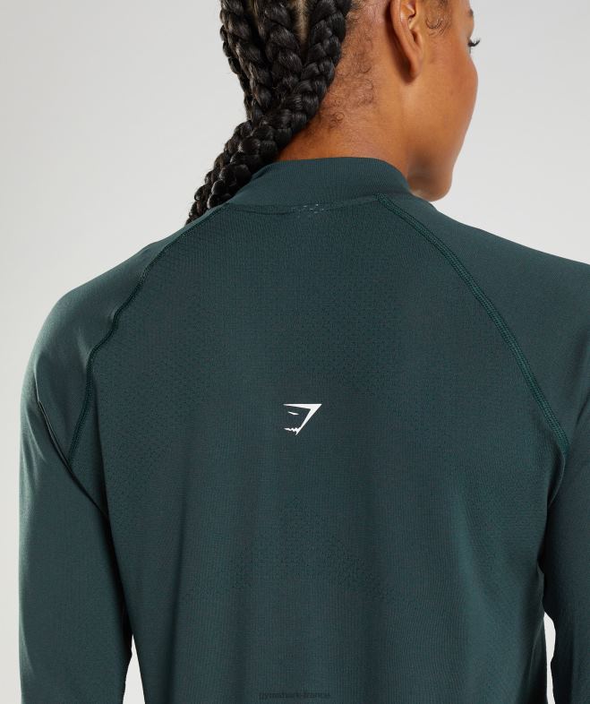 Gymshark 1/2 zip vital sans couture marne verte des bois femmes 6HF28401