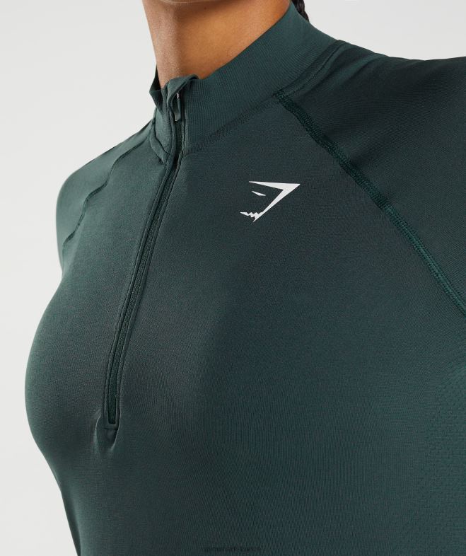 Gymshark 1/2 zip vital sans couture marne verte des bois femmes 6HF28401