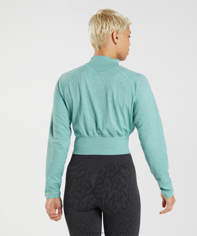 Gymshark 315 haut d\échauffement à manches longues bleu perle/sarcelle d\hiver chiné femmes 6HF28394