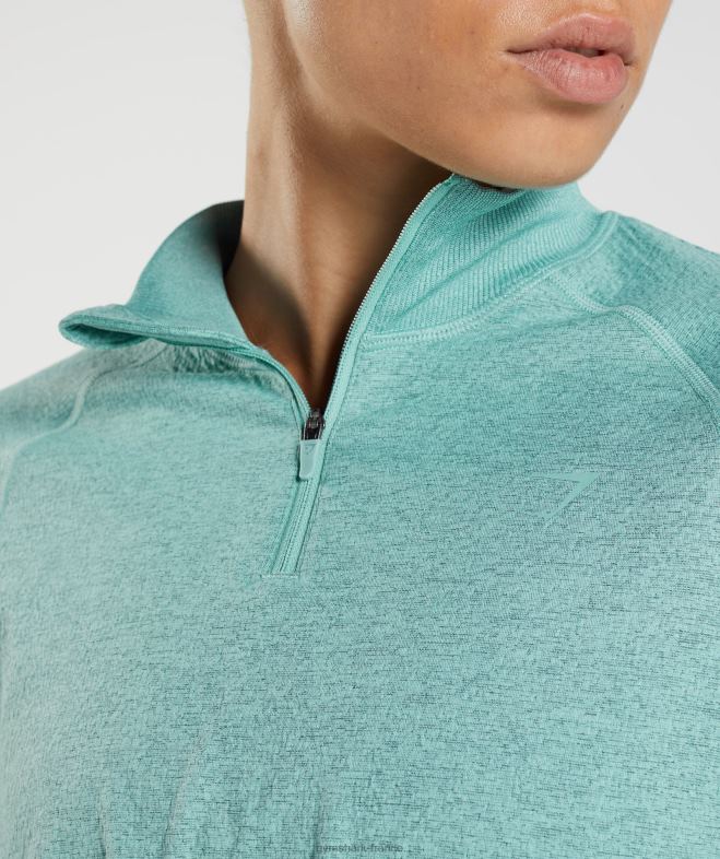 Gymshark 315 haut d\échauffement à manches longues bleu perle/sarcelle d\hiver chiné femmes 6HF28394