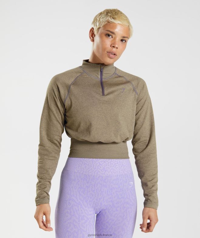Gymshark 315 haut déchauffement à manches longues brun ciment/violet mercure chiné femmes 6HF28403