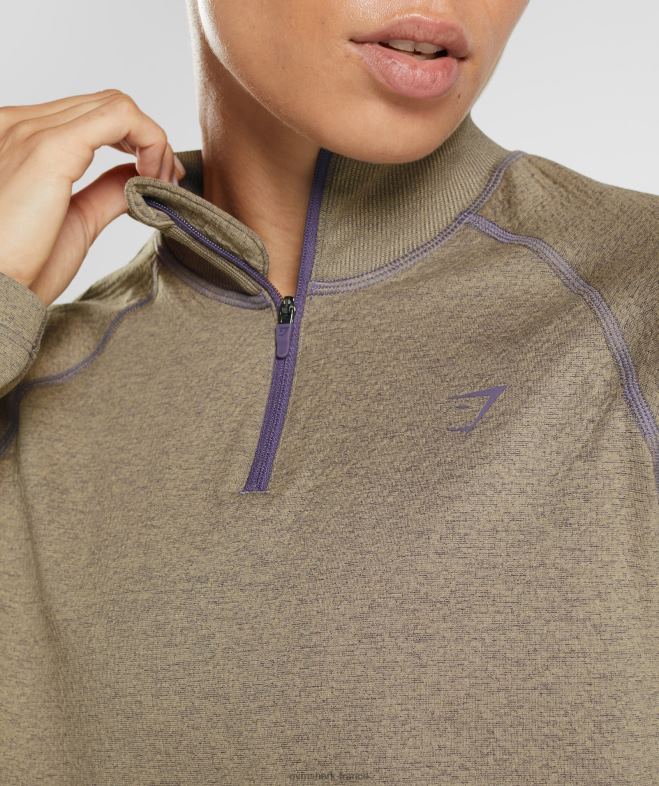 Gymshark 315 haut d\échauffement à manches longues brun ciment/violet mercure chiné femmes 6HF28403