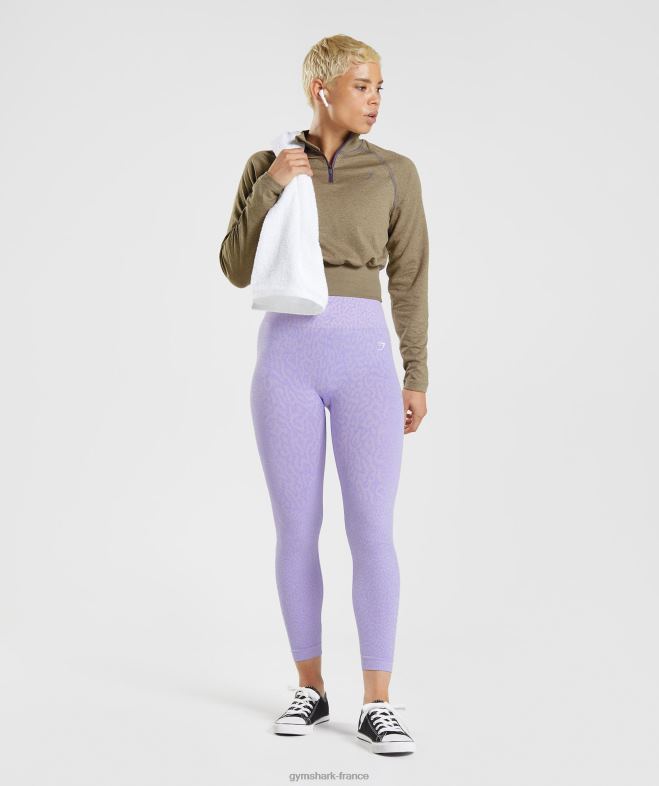 Gymshark 315 haut d\échauffement à manches longues brun ciment/violet mercure chiné femmes 6HF28403