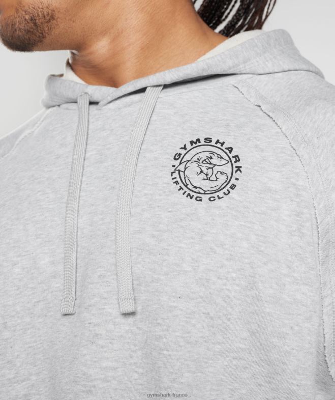 Gymshark Legacy - Sweat à capuche court à manches courtes chiné gris clair Hommes 6HF28866