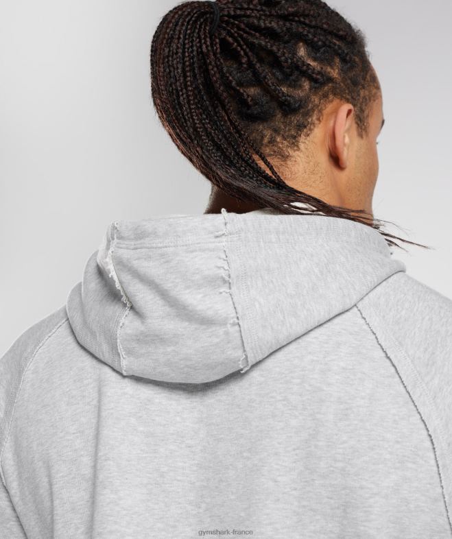 Gymshark Legacy - Sweat à capuche court à manches courtes chiné gris clair Hommes 6HF28866