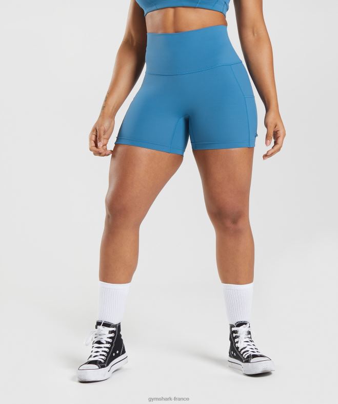 Gymshark Legacy - short moulant froncé bleu au bord du lac femmes 6HF288