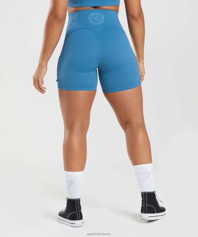 Gymshark Legacy - short moulant froncé bleu au bord du lac femmes 6HF288