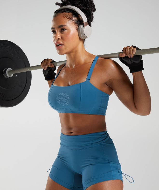 Gymshark Legacy - short moulant froncé bleu au bord du lac femmes 6HF288