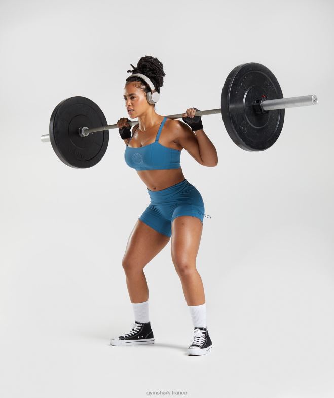 Gymshark Legacy - short moulant froncé bleu au bord du lac femmes 6HF288