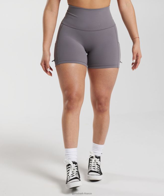 Gymshark Legacy - short moulant froncé gris titane femmes 6HF28108