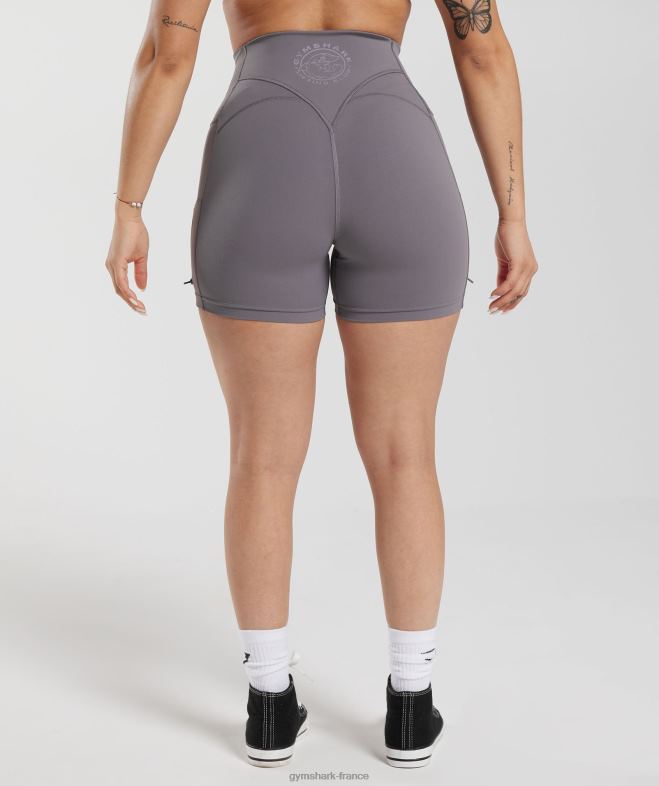 Gymshark Legacy - short moulant froncé gris titane femmes 6HF28108