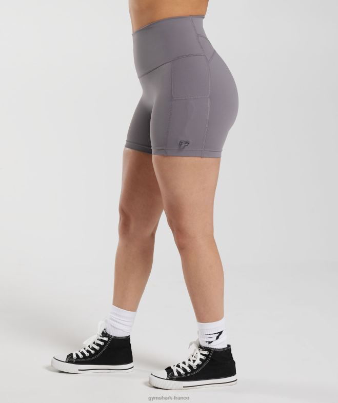 Gymshark Legacy - short moulant froncé gris titane femmes 6HF28108