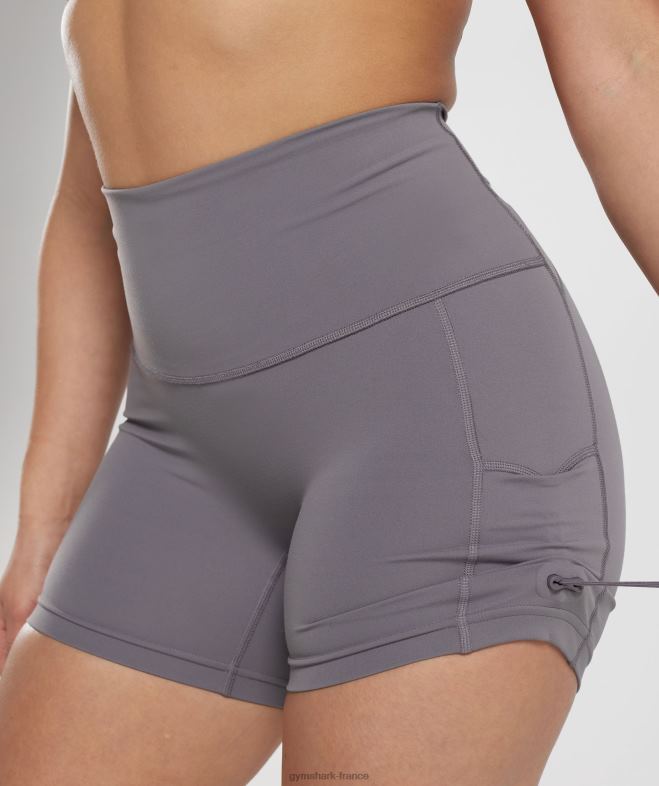 Gymshark Legacy - short moulant froncé gris titane femmes 6HF28108
