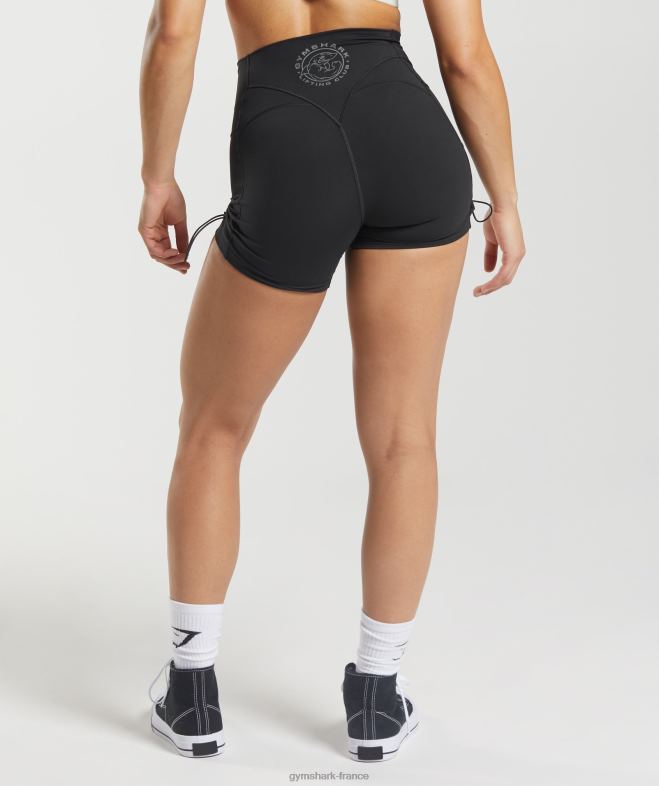 Gymshark Legacy - short moulant froncé noir femmes 6HF2812