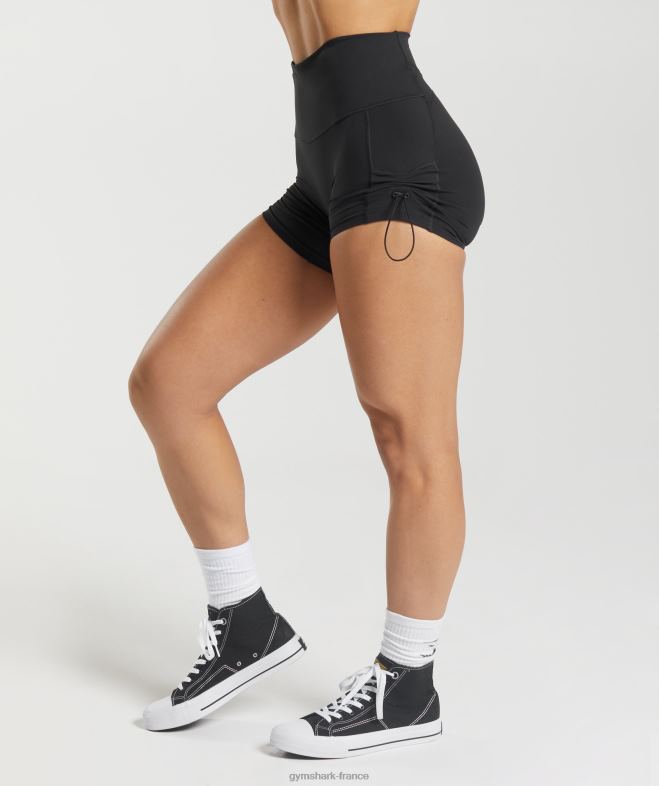 Gymshark Legacy - short moulant froncé noir femmes 6HF2812