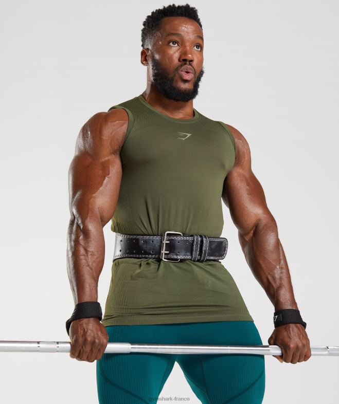 Gymshark Réservoir sans soudure 315 âme olive/vert marais Hommes 6HF28894