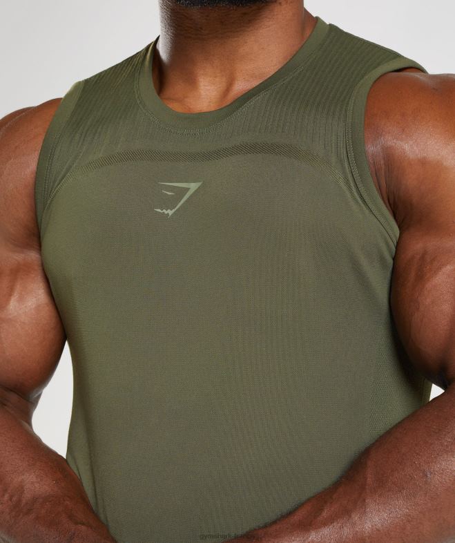 Gymshark Réservoir sans soudure 315 âme olive/vert marais Hommes 6HF28894