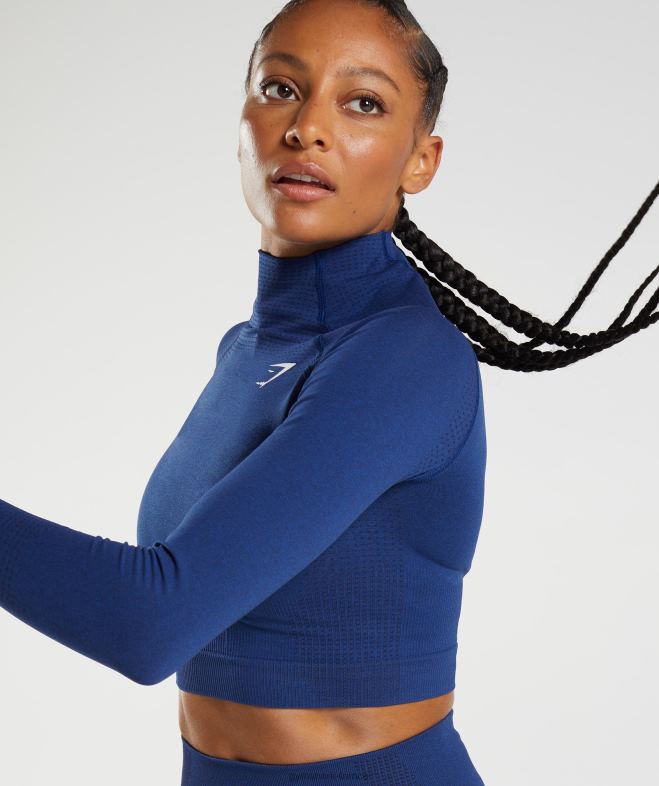 Gymshark Vital - Haut midi à col montant sans couture 20 marne bleu stellaire femmes 6HF28470