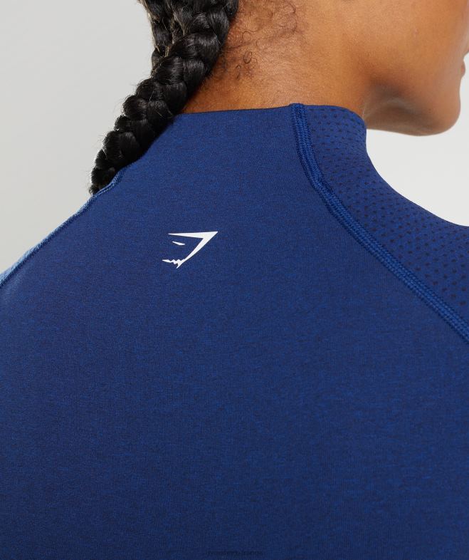 Gymshark Vital - Haut midi à col montant sans couture 20 marne bleu stellaire femmes 6HF28470