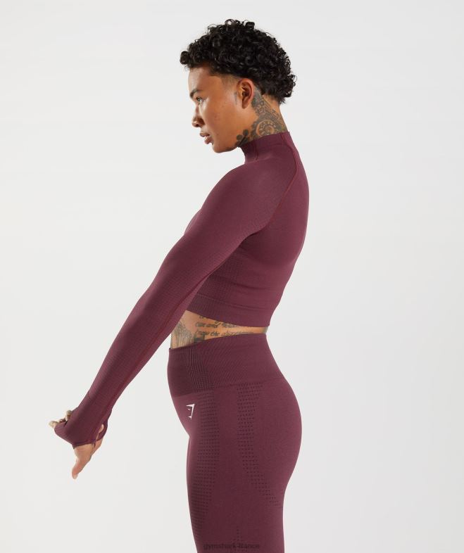 Gymshark Vital - Haut midi à col montant sans couture 20 marne marron cuite femmes 6HF28471