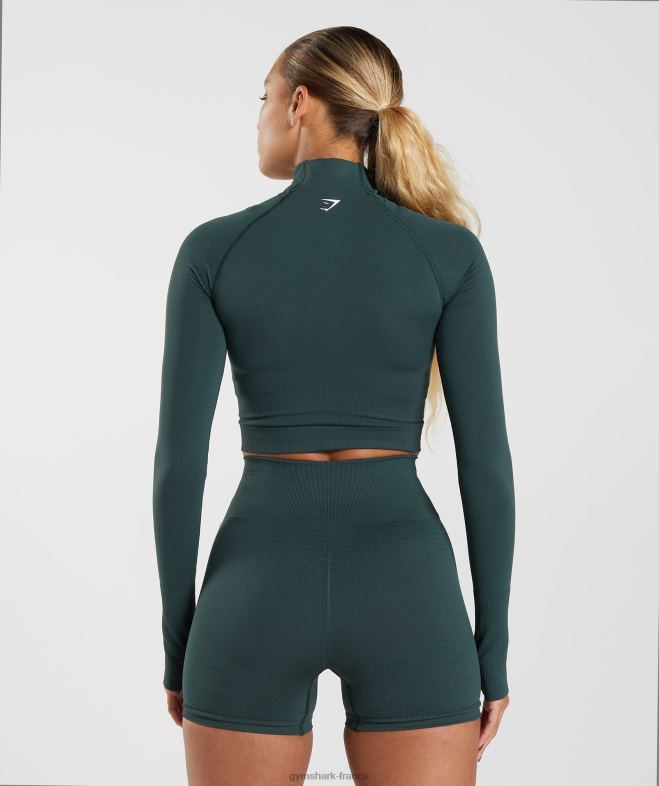 Gymshark Vital - Haut midi à col montant sans couture 20 marne verte des bois femmes 6HF28432