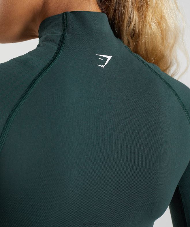 Gymshark Vital - Haut midi à col montant sans couture 20 marne verte des bois femmes 6HF28432