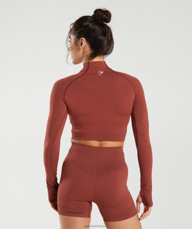 Gymshark Vital - Haut midi à col montant sans couture 20 rouge brique femmes 6HF28466