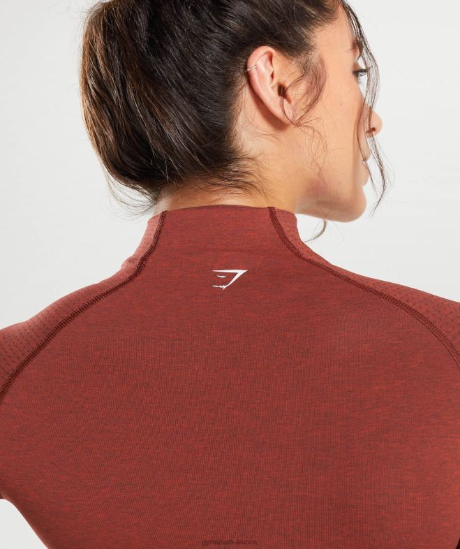 Gymshark Vital - Haut midi à col montant sans couture 20 rouge brique femmes 6HF28466