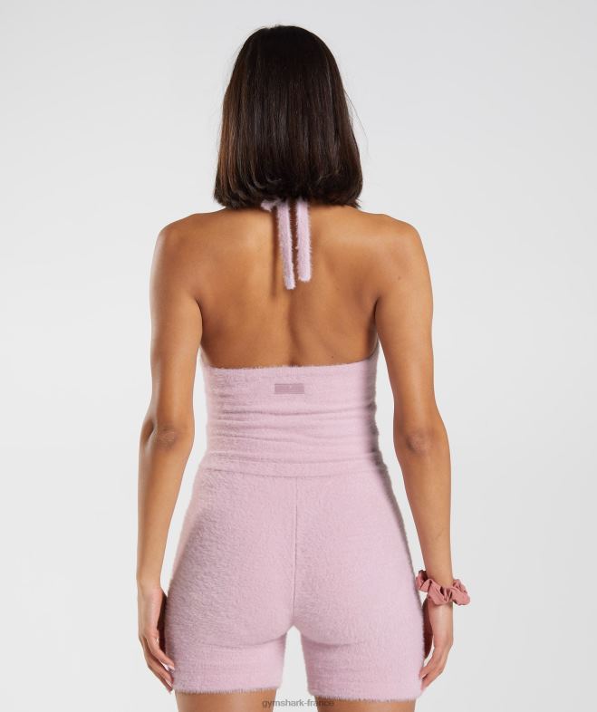 Gymshark Whitney - Haut dos nu mi-long en maille à cils pétale pressé rose femmes 6HF28464