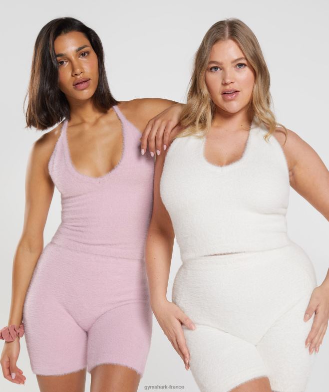 Gymshark Whitney - Haut dos nu mi-long en maille à cils pétale pressé rose femmes 6HF28464