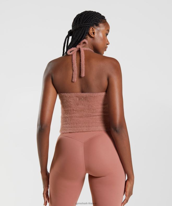 Gymshark Whitney - Haut dos nu mi-long en maille à cils rouge canyon femmes 6HF28447
