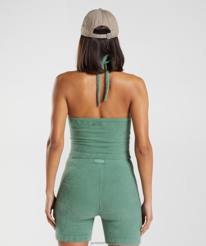 Gymshark Whitney - Haut dos nu mi-long en maille à cils vert Feuille femmes 6HF28443