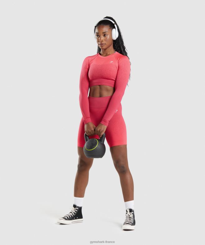 Gymshark adapt - top court sans coutures à manches longues et ombre rose/rouge femmes 6HF28488