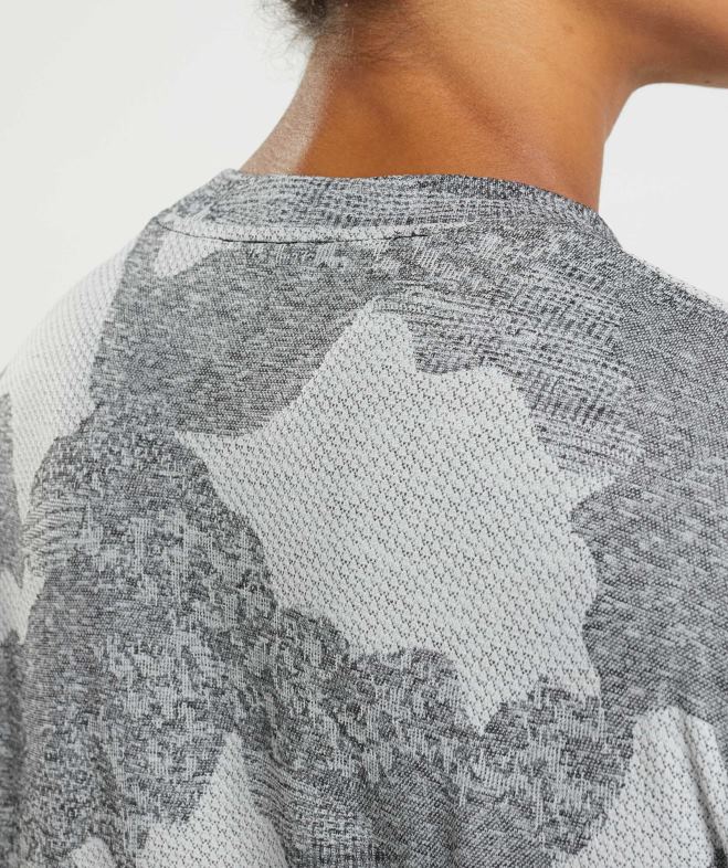 Gymshark adapt camo - haut à manches longues sans couture gris clair/noir femmes 6HF28465