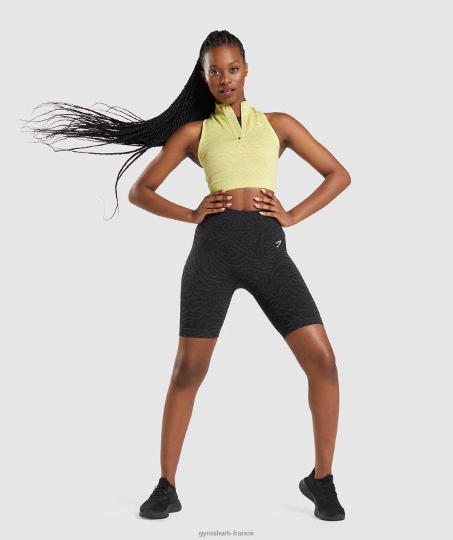 Gymshark adapter animal crop sans couture 1/2 zip luciole jaune femmes 6HF28469