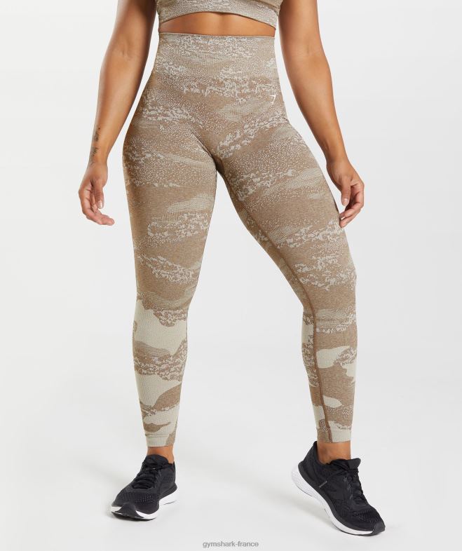 Gymshark adapter des leggings sans couture camouflage gris galet/marron âme femmes 6HF28325