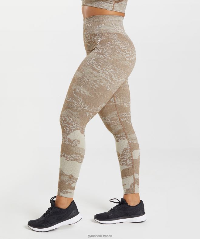 Gymshark adapter des leggings sans couture camouflage gris galet/marron âme femmes 6HF28325