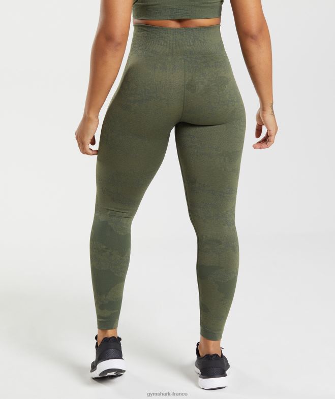 Gymshark adapter des leggings sans couture camouflage olive mousse/olive noyau femmes 6HF28244