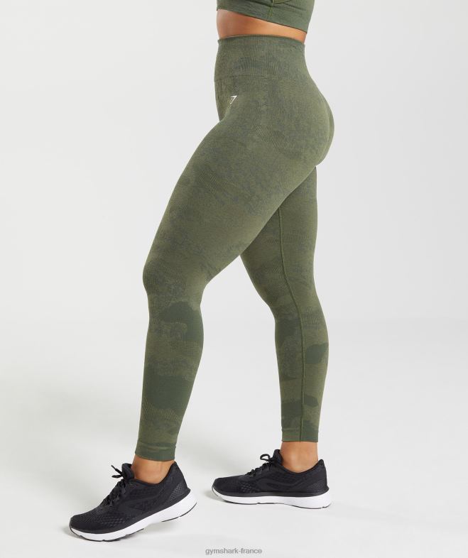 Gymshark adapter des leggings sans couture camouflage olive mousse/olive noyau femmes 6HF28244