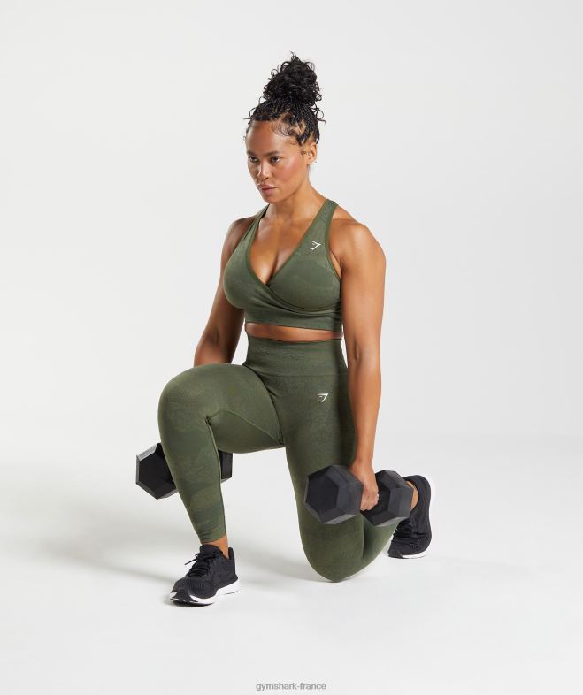 Gymshark adapter des leggings sans couture camouflage olive mousse/olive noyau femmes 6HF28244