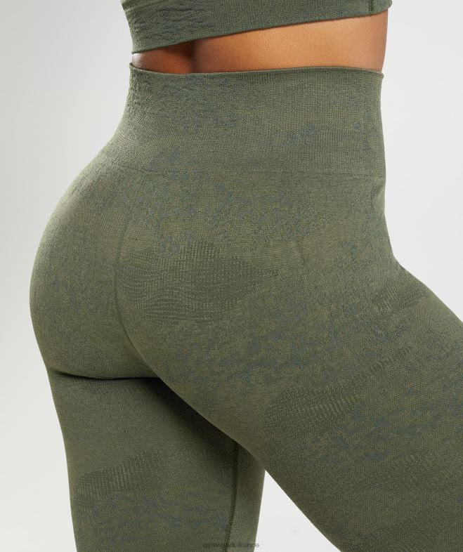 Gymshark adapter des leggings sans couture camouflage olive mousse/olive noyau femmes 6HF28244