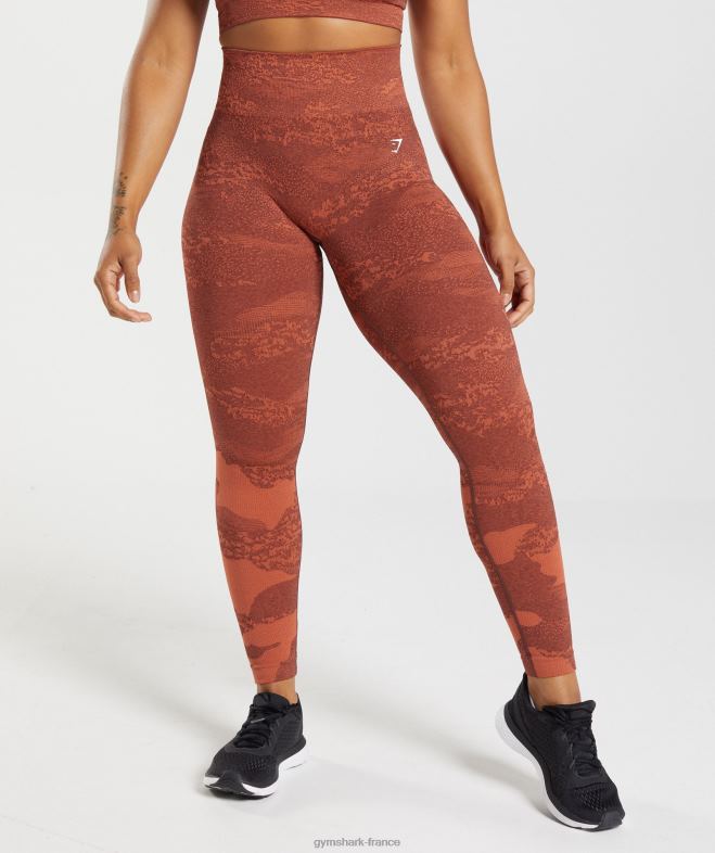 Gymshark adapter des leggings sans couture camouflage rouge orage/marron cerise femmes 6HF28305