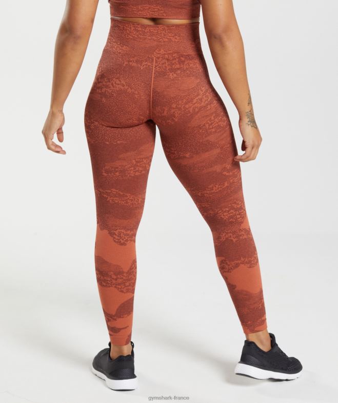 Gymshark adapter des leggings sans couture camouflage rouge orage/marron cerise femmes 6HF28305