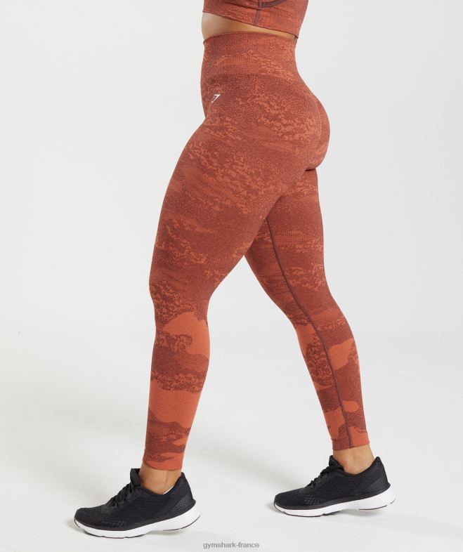 Gymshark adapter des leggings sans couture camouflage rouge orage/marron cerise femmes 6HF28305