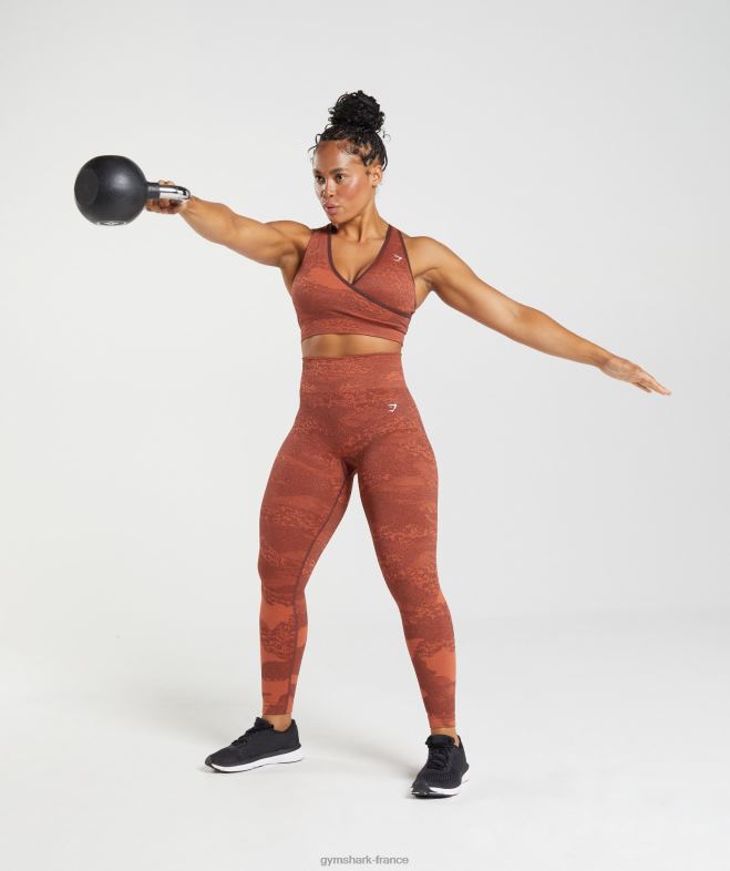 Gymshark adapter des leggings sans couture camouflage rouge orage/marron cerise femmes 6HF28305