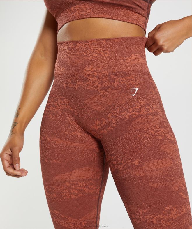 Gymshark adapter des leggings sans couture camouflage rouge orage/marron cerise femmes 6HF28305