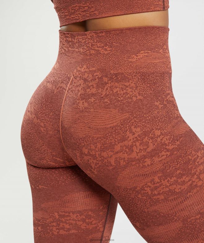 Gymshark adapter des leggings sans couture camouflage rouge orage/marron cerise femmes 6HF28305